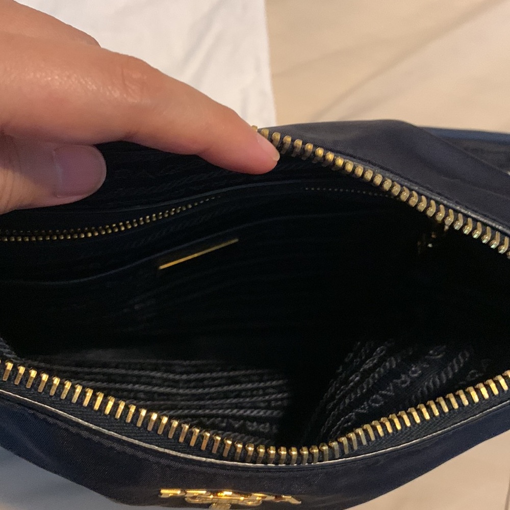 Authentic Prada Nylon Shoulder Bag [Navy Blue Body, Black Straps] - Picture 3 of 15